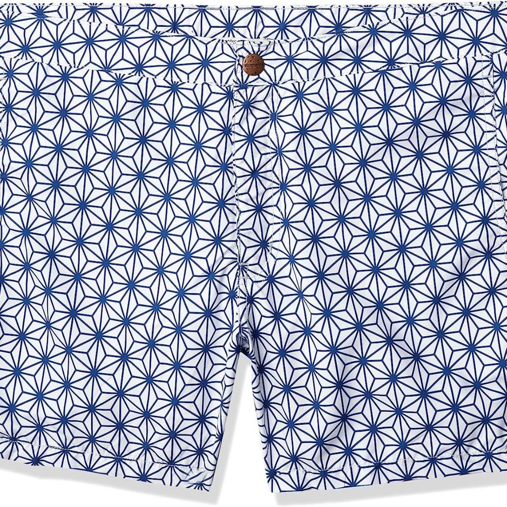 Retromarine Swim Trunk White/Blue Geo S NWT